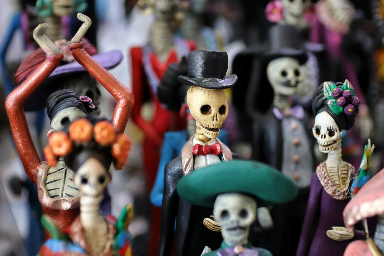 Hand-painted Oaxacan catrina figures