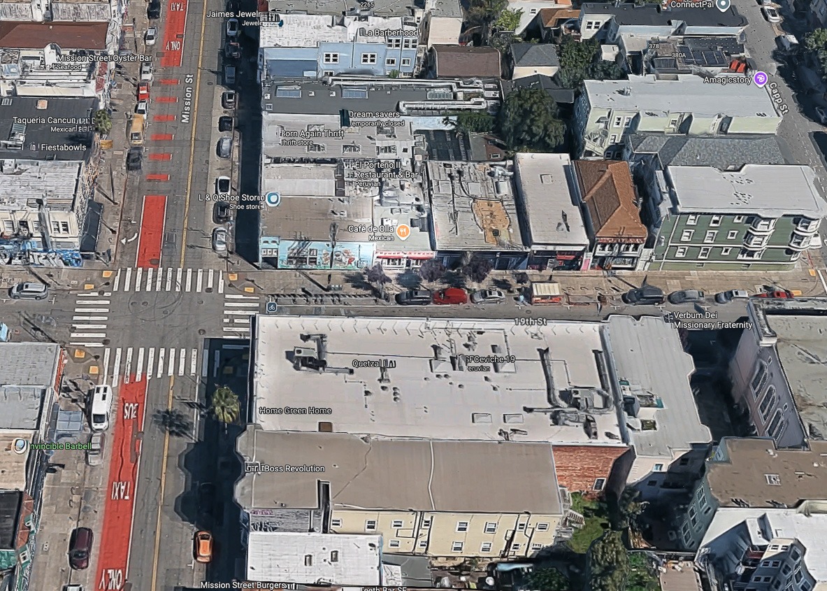 Map of Café de Olla location at Mission Street and 19th Street, San Francisco