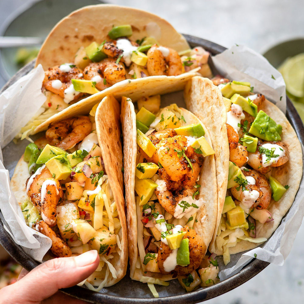 Tacos with avocado and crema