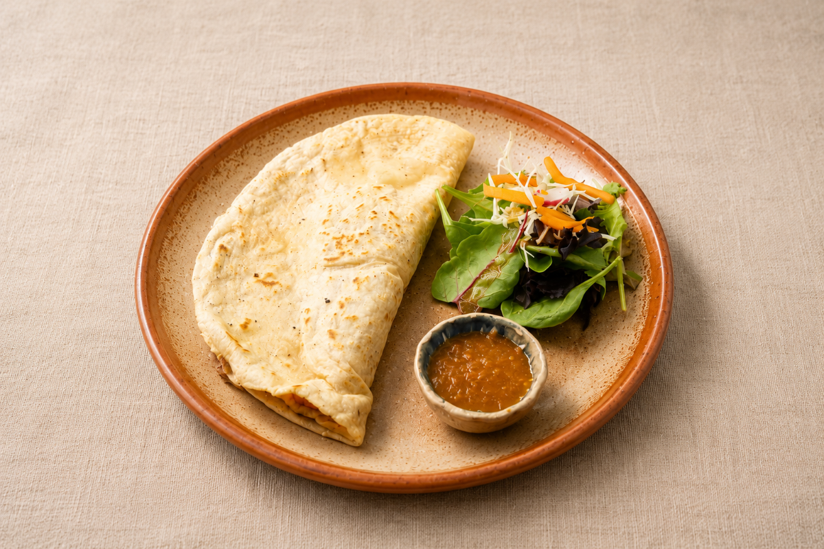 Quesadilla de flor de calabaza Oaxacan quesadilla with squash blossom and greens, San Francisco